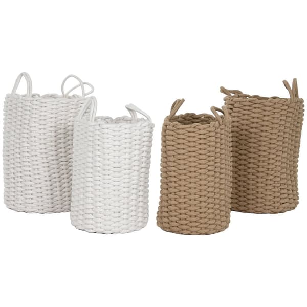 Kurvesæt Home ESPRIT Hvid Beige Tov (2 Dele) (2 enheder)