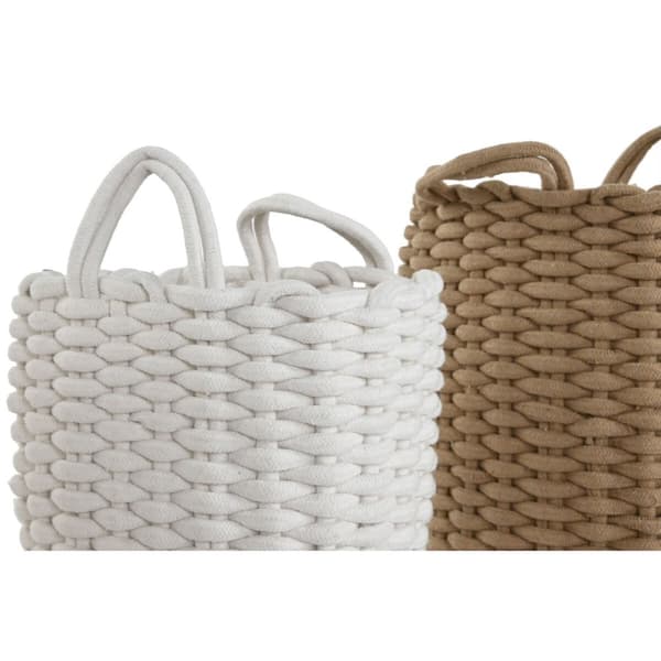 Kurvesæt Home ESPRIT Hvid Beige Tov (2 Dele) (2 enheder)
