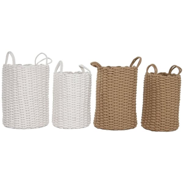 Kurvesæt Home ESPRIT Hvid Beige Tov (2 Dele) (2 enheder)