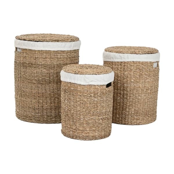 Korg - set Home ESPRIT Vit Naturell Sjögräs Tropiskt (3 Delar)