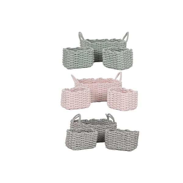 Korg - set Home ESPRIT Beige Grå Rosa Snöre (3 Delar) (3 antal)