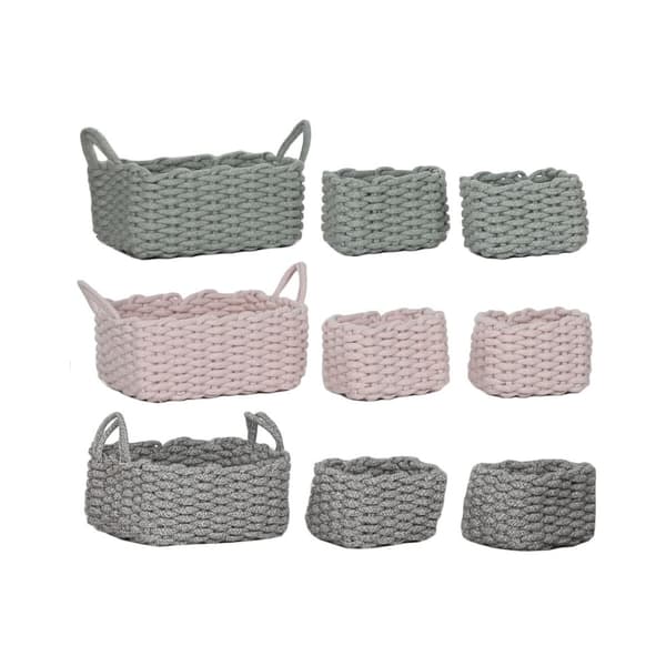 Korg - set Home ESPRIT Beige Grå Rosa Snöre (3 Delar) (3 antal)