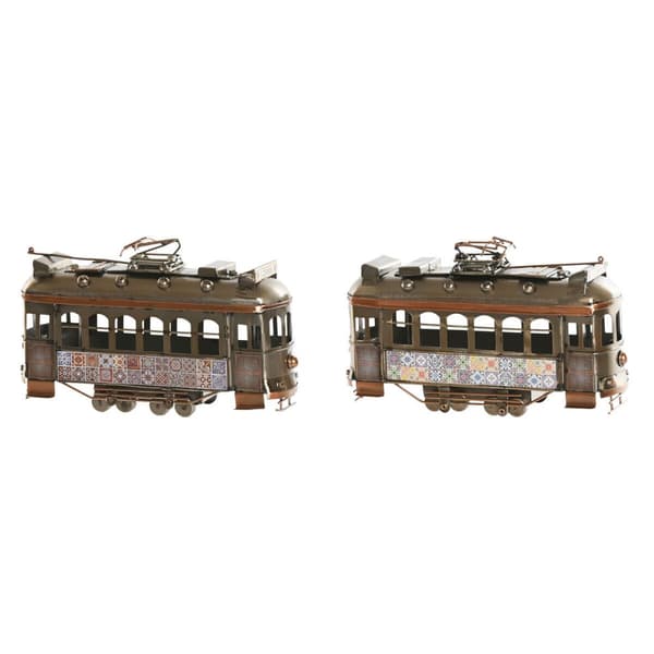 Prydnadsfigur Home ESPRIT Gyllene Silvrig Tåg Vintage 20 x 7 x 12 cm