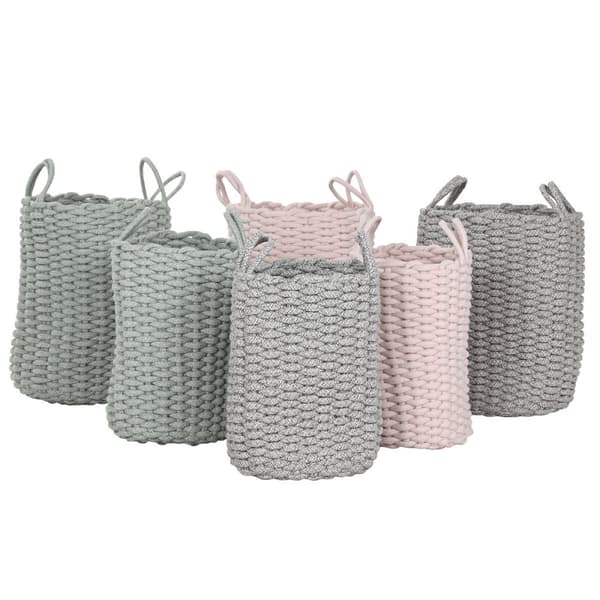 Kurvesæt Home ESPRIT Grøn Grå Pink Tov (2 Dele) (3 enheder)