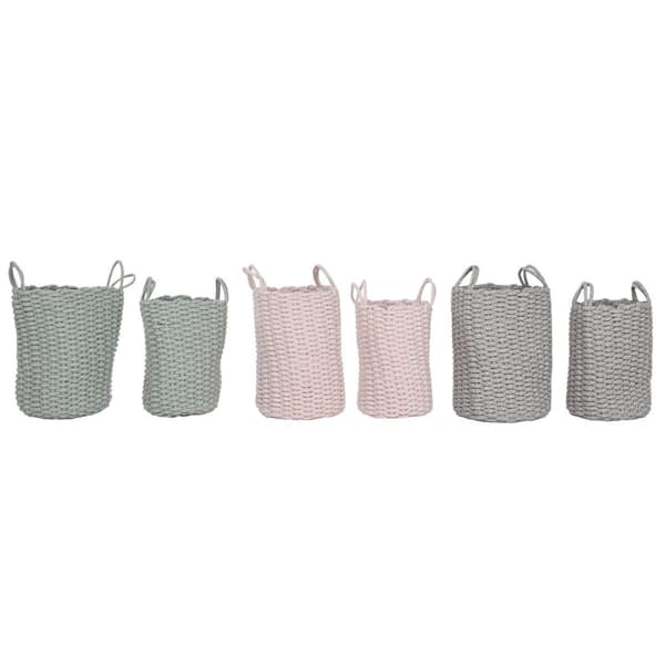 Kurvesæt Home ESPRIT Grøn Grå Pink Tov (2 Dele) (3 enheder)