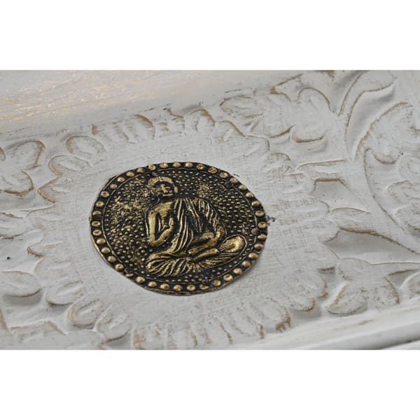 Bakke til småting DKD Home Decor Hvid Gylden Aluminium Mangotræ Elefant Buddha Indianer mand 24 x 15 x 4 cm (6 enheder)