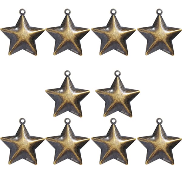 INF DIY Retro Klokker 43x45mm Stjerne Klokker Antik Bronze - 10 Pakke