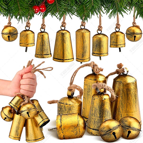 INF Rustik Jute Rep Klocka Hängande Ornament - Antik Brons