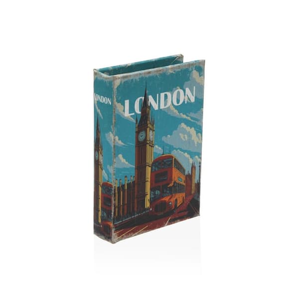 Dekorativ boks Versa London Lærred Træ MDF