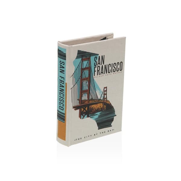 Dekorativ boks Versa San Francisco Lærred Træ MDF