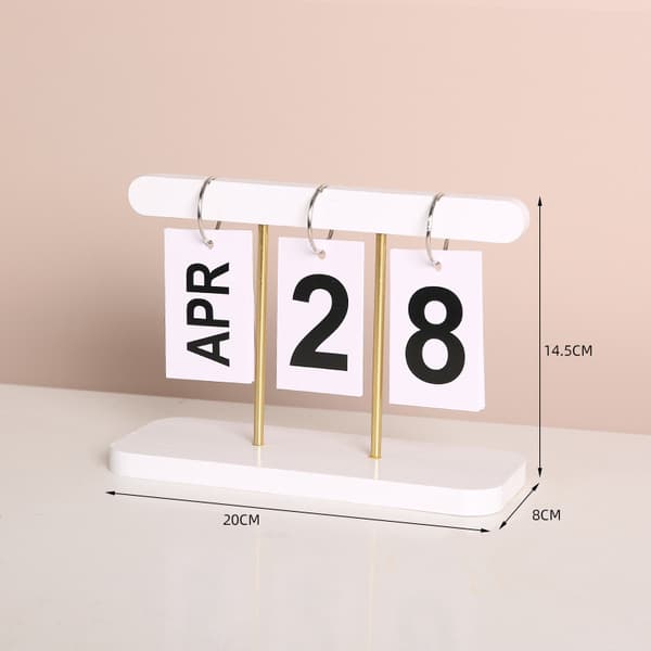 INF Modern minimalistisk träprydnad - evighetskalender Vit