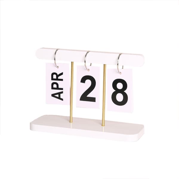 INF Modern minimalistisk träprydnad - evighetskalender Vit