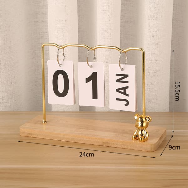 INF Moderne minimalistisk metall ornament evigvarende kalender Gul