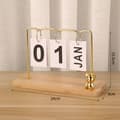 Miniatyrbilde 3 av 4: INF Moderne minimalistisk metall ornament evigvarende kalender Gul