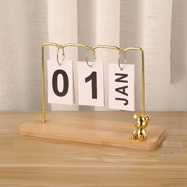 INF Moderne minimalistisk metall ornament evigvarende kalender Gul