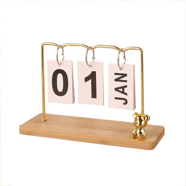 INF Moderne minimalistisk metall ornament evigvarende kalender Gul