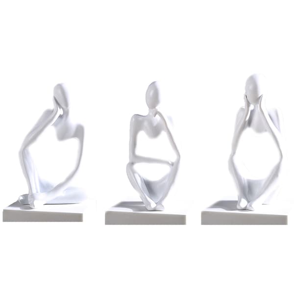 INF Abstrakte Figurer Ornamenter - Sett med 3 Hvit