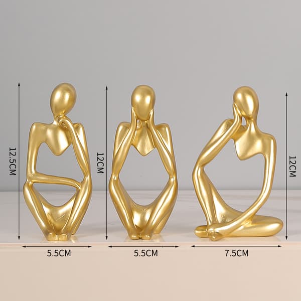 INF Abstrakta Figurdekorationer - Set om 3 Guld