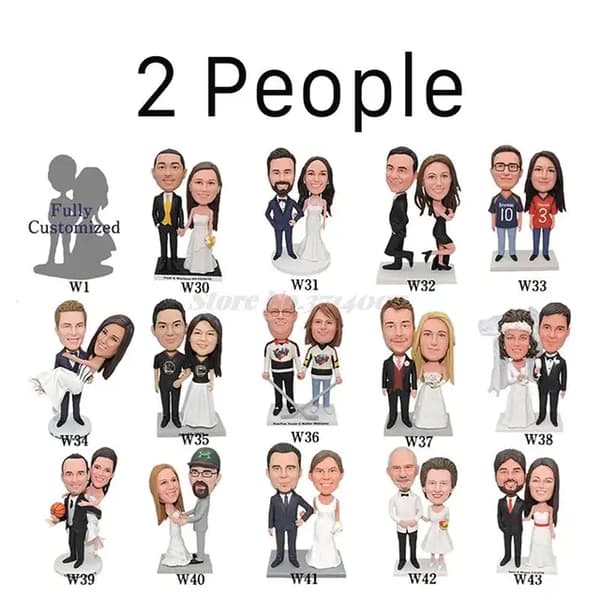 Bryllup Wedding Cake Topper, Personligt, Håndlavet, 2 personer, 5,9 tommer (mini)-15 cm