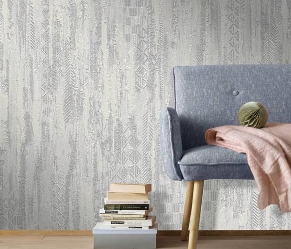 5853 - Expanderad vinyl på falskt enfärgat grått papper - Habitat-kollektion