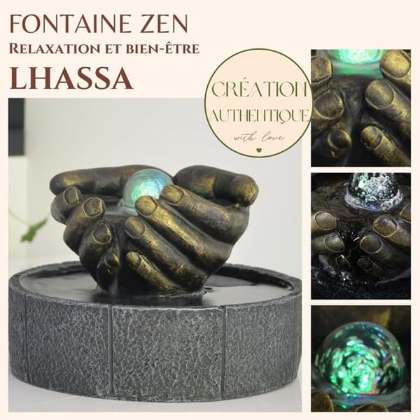 Fontän - Märke - Glaskula i händerna - Höjd 19cm - Diameter 30cm - Hartsmaterial