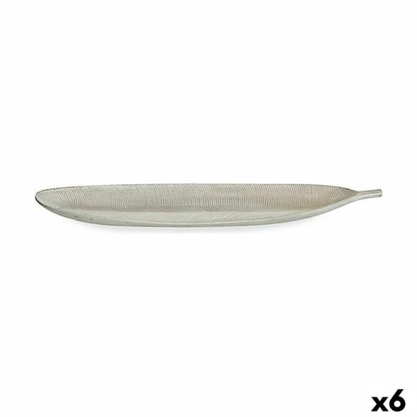 Bricka Vit Trä MDF Löv av en växt 59,5 x 3 x 21,6 cm Dekoration (6 antal)