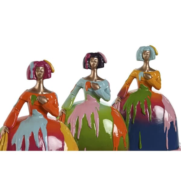 Prydnadsfigur Home ESPRIT Multicolour Dam 17 x 13 x 21 cm (3 antal)