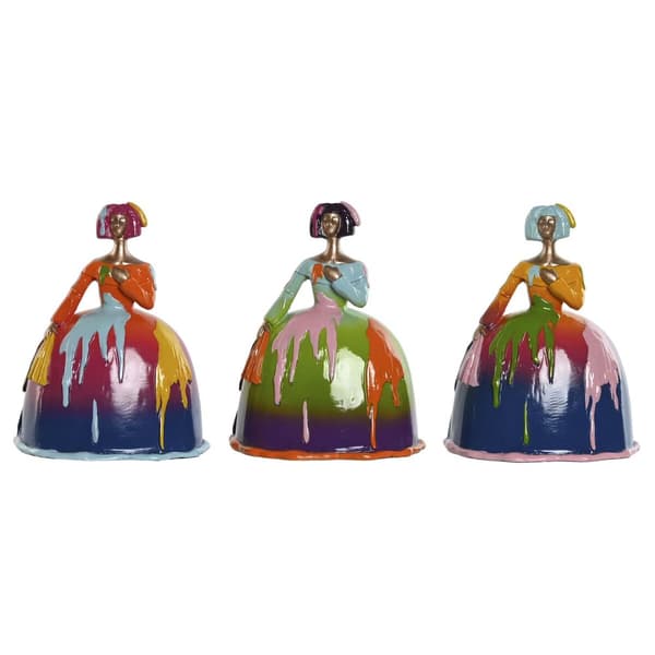 Prydnadsfigur Home ESPRIT Multicolour Dam 17 x 13 x 21 cm (3 antal)