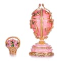 Miniatyrbild 4 av 4: danila-souvenirs Fabergé ägg Vårblommor med korg 8,5 cm, rosa