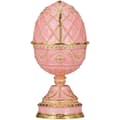 Miniatyrbild 2 av 4: Dekorativt föremål - Fabergé ägg - speldosa - smyckeskrin med två svanar 17 cm, rosa - danila-souvenirer