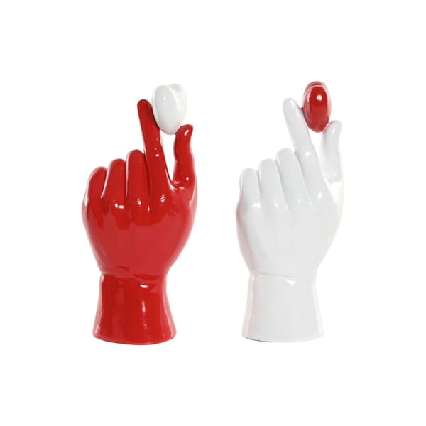 Prydnadsfigur Home ESPRIT Vit Röd Hand 12 x 8,5 x 26 cm (2 antal)