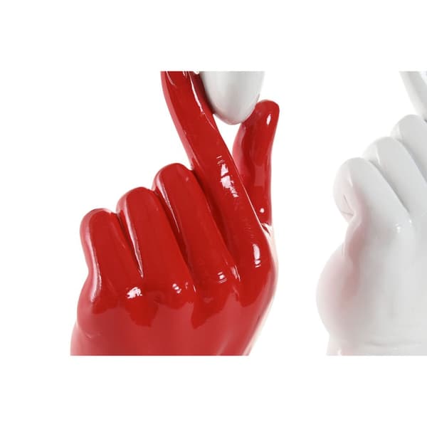 Prydnadsfigur Home ESPRIT Vit Röd Hand 12 x 8,5 x 26 cm (2 antal)