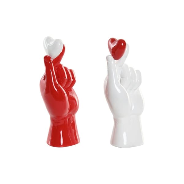 Prydnadsfigur Home ESPRIT Vit Röd Hand 12 x 8,5 x 26 cm (2 antal)