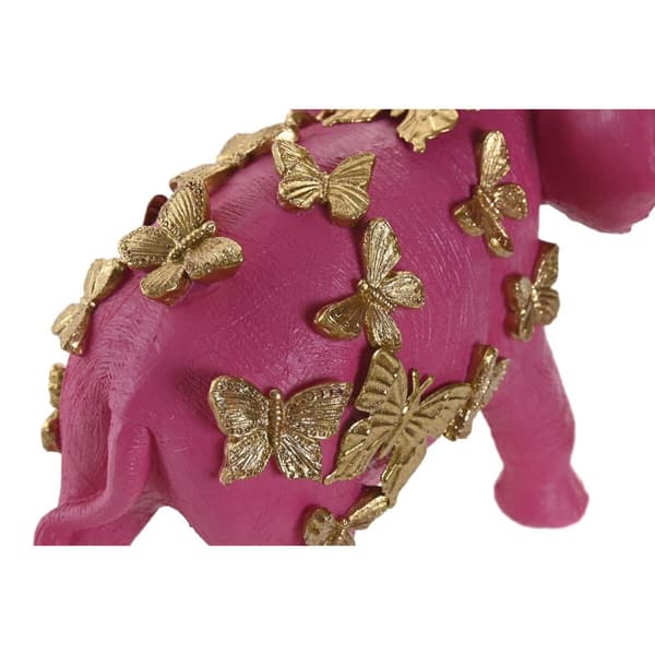 Prydnadsfigur Home ESPRIT Gyllene Fuchsia Elefant 26 x 13,5 x 19 cm