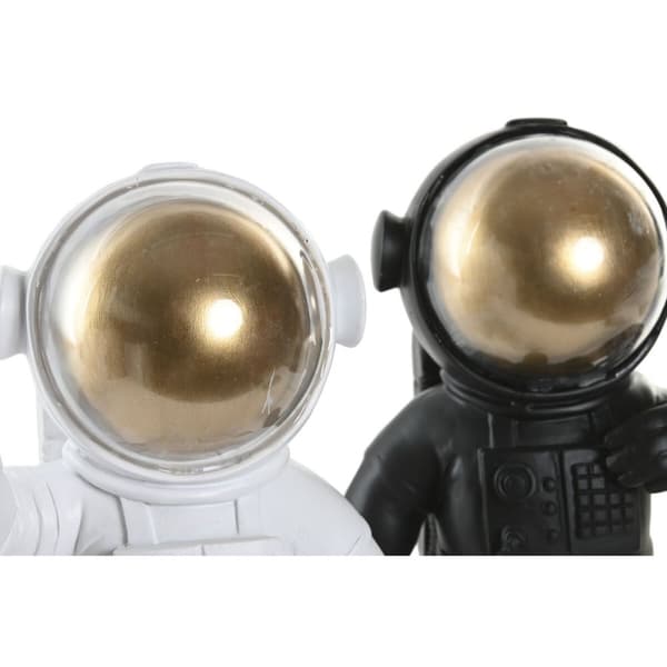 Prydnadsfigur Home ESPRIT Vit Svart Gyllene Astronaut 20 x 13 x 27 cm (2 antal)