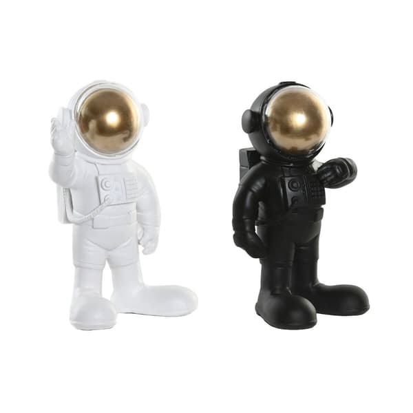 Prydnadsfigur Home ESPRIT Vit Svart Gyllene Astronaut 20 x 13 x 27 cm (2 antal)