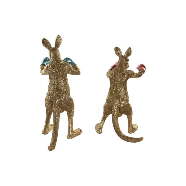 Prydnadsfigur Home ESPRIT Blå Röd Gyllene Känguru 23 x 25 x 40,5 cm (2 antal)