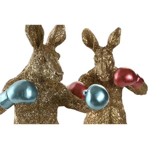 Prydnadsfigur Home ESPRIT Blå Röd Gyllene Känguru 23 x 25 x 40,5 cm (2 antal)