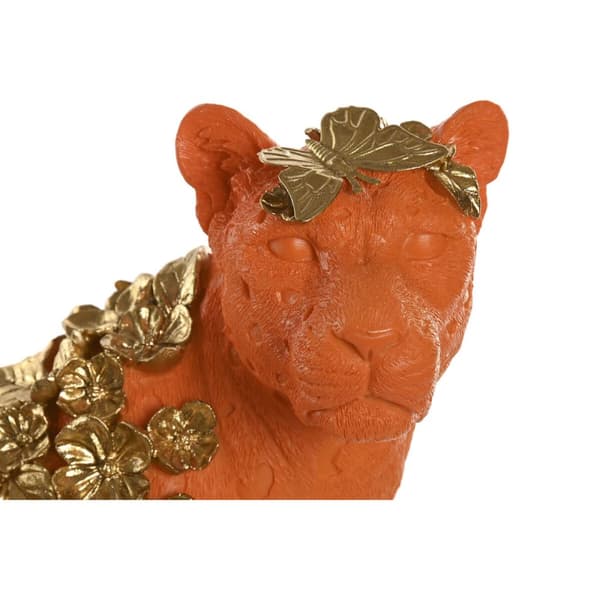 Prydnadsfigur Home ESPRIT Orange Gyllene Leopard 60 x 21,5 x 43 cm