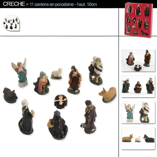 Set med 11 porslinsfigurer - FEERIC LIGHT & CHRISTMAS - För julkrubba 9 cm - 11 cm hög
