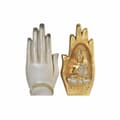Miniatyrbild 2 av 3: Prydnadsfigur DKD Home Decor Grå Gyllene Buddha Harts (10 x 7,2 x 20,9 cm) (2 antal)
