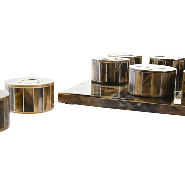 Prydnadsfigur DKD Home Decor Sällskapsspel 20,5 x 20,5 x 5 cm Vit Ambra Metallic Modern