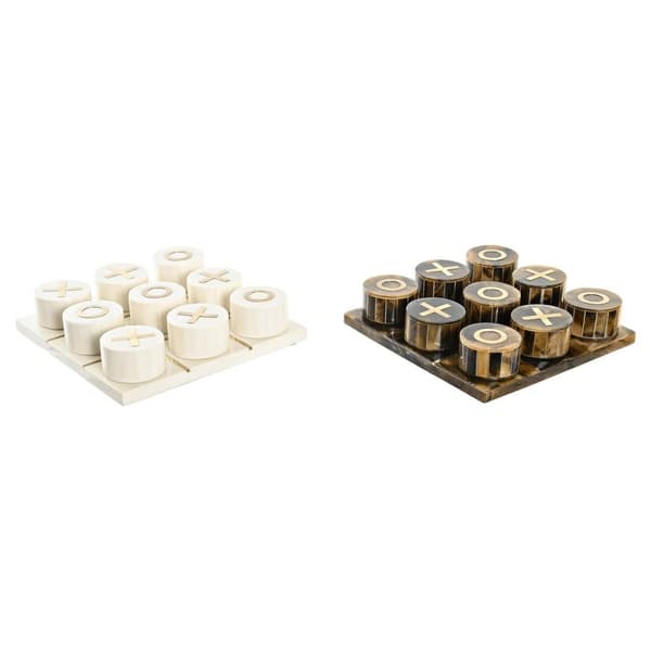 Prydnadsfigur DKD Home Decor Sällskapsspel 20,5 x 20,5 x 5 cm Vit Ambra Metallic Modern