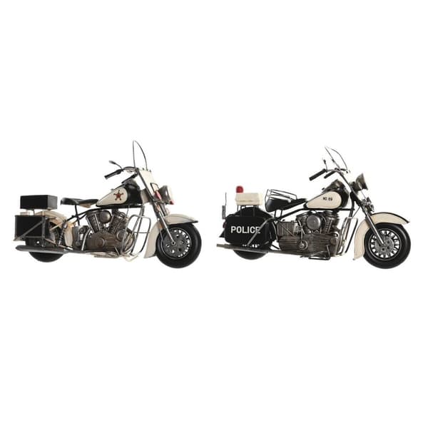 Prydnadsfigur DKD Home Decor 35 x 14 x 24 cm Svart Motorcykel Vit Vintage (2 antal)