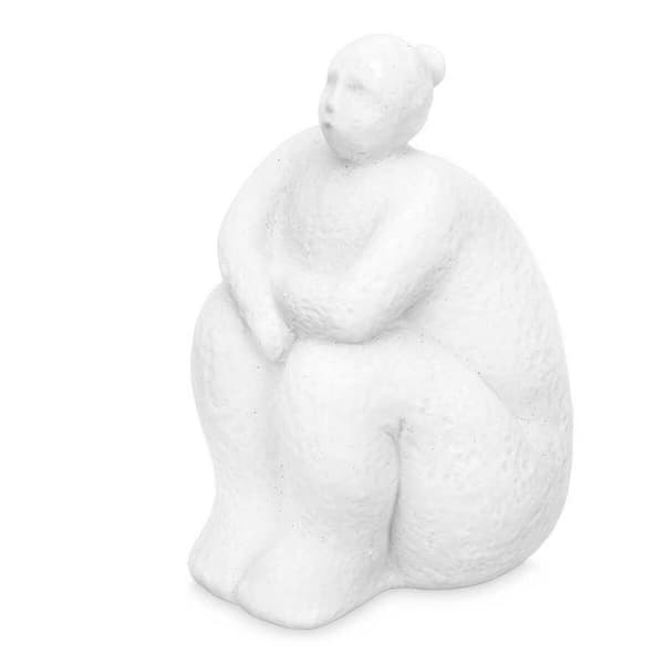 Prydnadsfigur Vit Dolomite 18 x 30 x 19 cm (4 antal) Kvinna Sittande