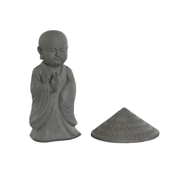 Prydnadsfigur Home ESPRIT Grå Munk Orientalisk 30 x 30 x 51 cm