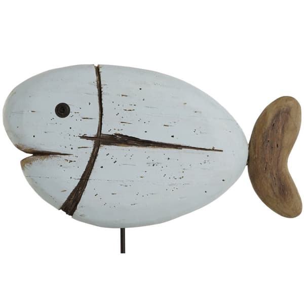 Prydnadsfigur Home ESPRIT Vit Naturell Fisk Antikbehandlad (2 antal)