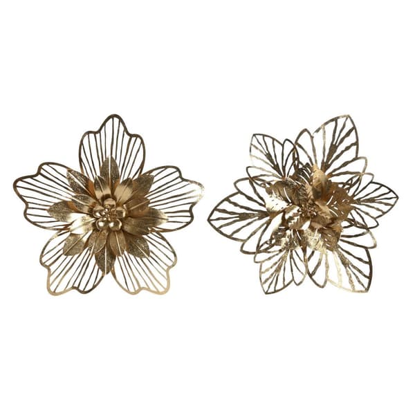Väggdekoration Home ESPRIT Gyllene Modern Blomster 51 x 6 x 51 cm (2 antal)