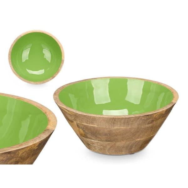Skål MALI-701 G Grön E-post Mangoträ 24,3 x 10,5 x 24,3 cm (6 antal)