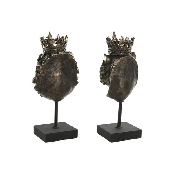 Prydnadsfigur Home ESPRIT Mörkbrun Lejonet Krona 21 x 18 x 44 cm (2 antal)